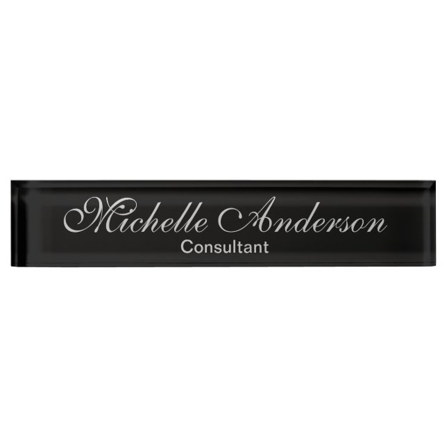 Black Grey Script Consultant Nameplate (Front)