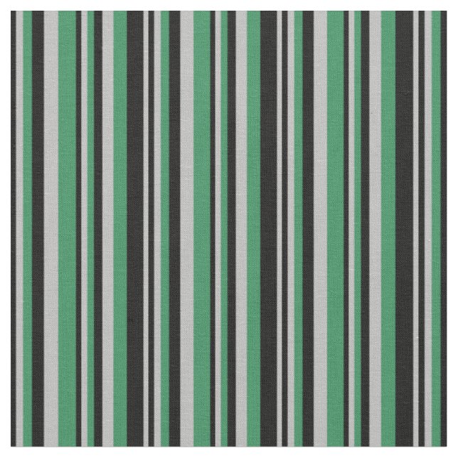 Black, Grey & Sea Green Coloured Lines Fabric (Close Up)