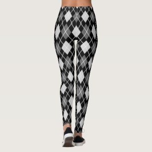 Black & Grey Seamless Argyle Pattern Leggings