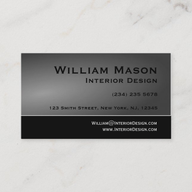 Black & Grey Simple Design Business Card (Front)