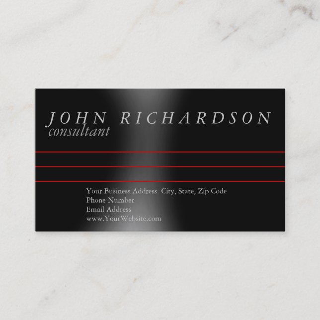 Black Grey Simple Modern Elegant Business Card (Front)