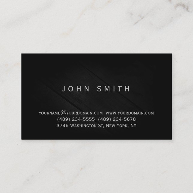 Black Grey Simple Plain Business Card (Front)