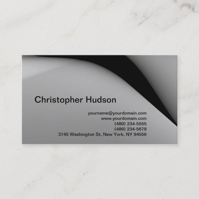 Black Grey Simple Plain Business Card (Front)