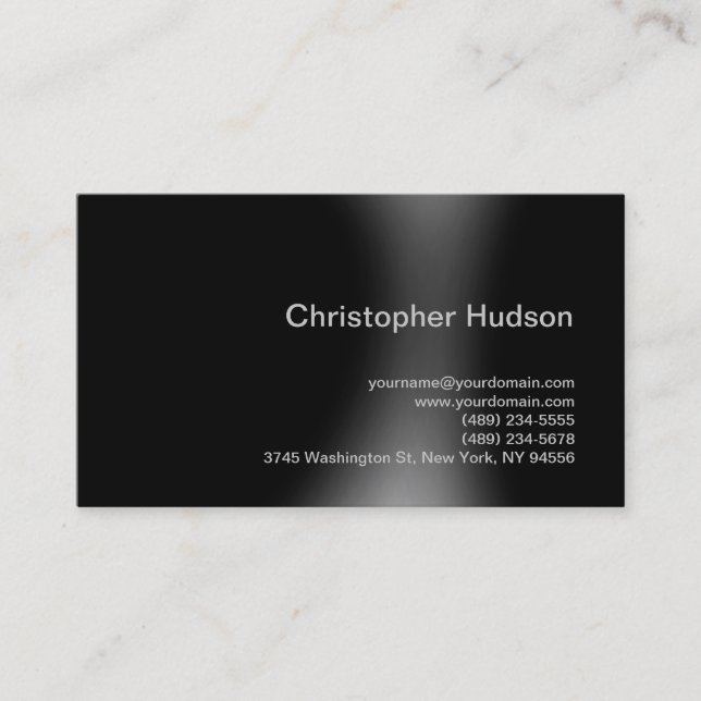 Black Grey Simple Plain Business Card (Front)