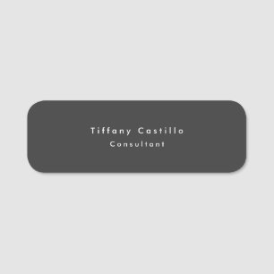 Black Grey Simple Plain Elegant Modern Name Tag