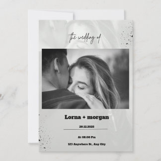 Black Grey Simple Wedding Invitation