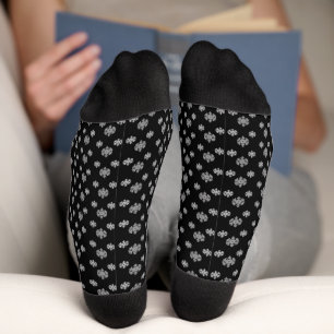 Black Grey Snowflakes Socks