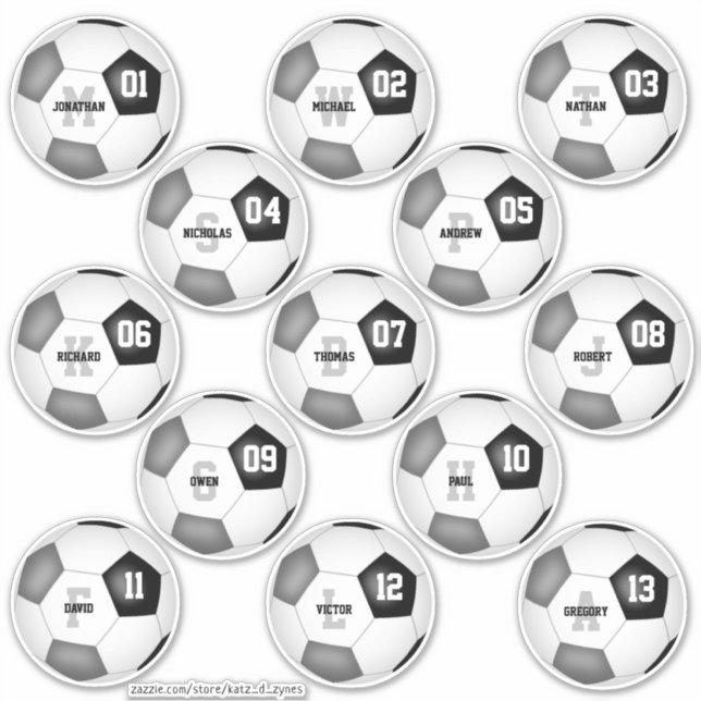black grey soccer team colours 13 personalised (Front)