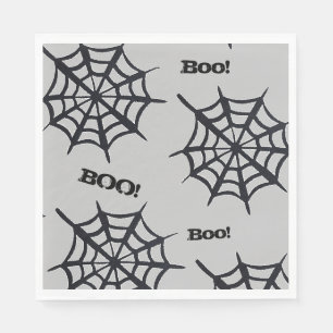Black Grey Spider Web Halloween Paper Napkins