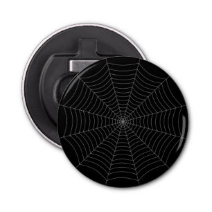 Black grey spider web Halloween pattern Bottle Opener