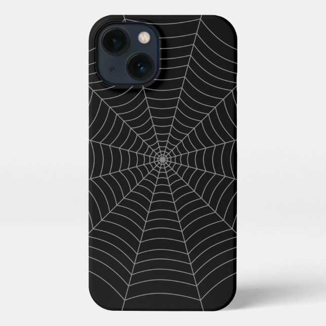 Black grey spider web Halloween pattern iPhone Case (Back)
