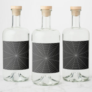 Black grey spider web Halloween pattern Liquor Bottle Label