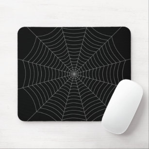 Black grey spider web Halloween pattern Mouse Mat