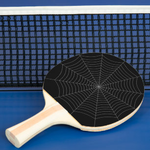 Black grey spider web Halloween pattern Ping Pong Paddle