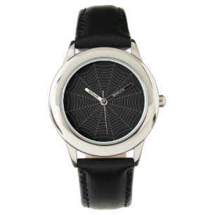 Black grey spider web Halloween pattern Watch