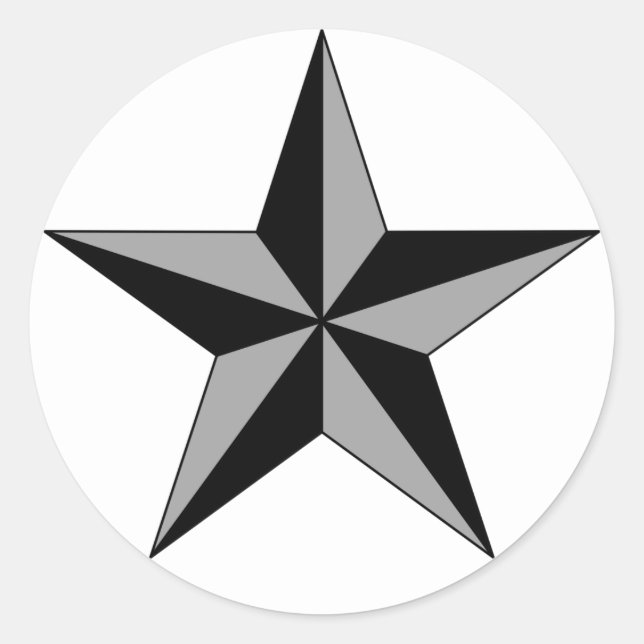 Black Grey Star on Circle Classic Round Sticker (Front)