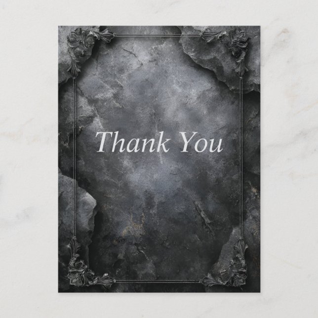 Black & Grey Stone with Border Thank You Card (Front)