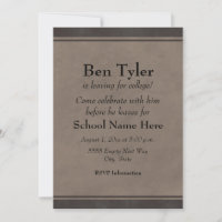 Black Grey Stripe Leaving for College Party Invite