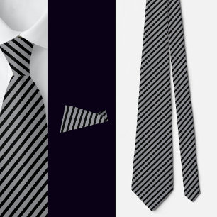 Black Grey Stripes Abstract Pattern Tie