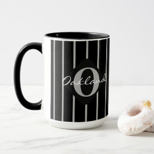 Black & Grey Stripes Coffee Mug-Oakland Mug