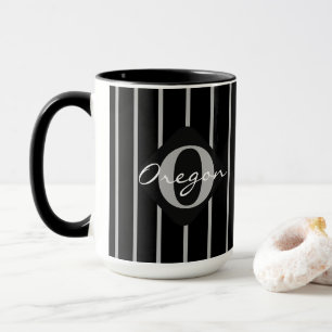 Black & Grey Stripes Coffee Mug-Oregon Mug