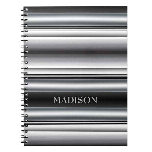 Black & Grey Stripes Notebook (Front)