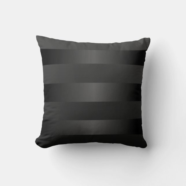 Black Grey  Stripes Pattern Cushion (Front)