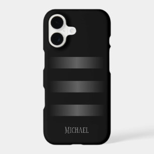 Black Grey Stripes Pattern Monogram