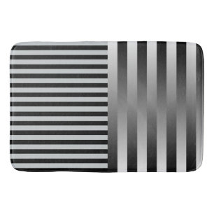 Black & Grey Stripes + your backg. & ideas Bath Mat