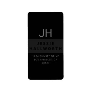 Black & Grey Stylish Modern Monogram Label