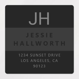 Black & Grey Stylish Modern Monogram Waterproof