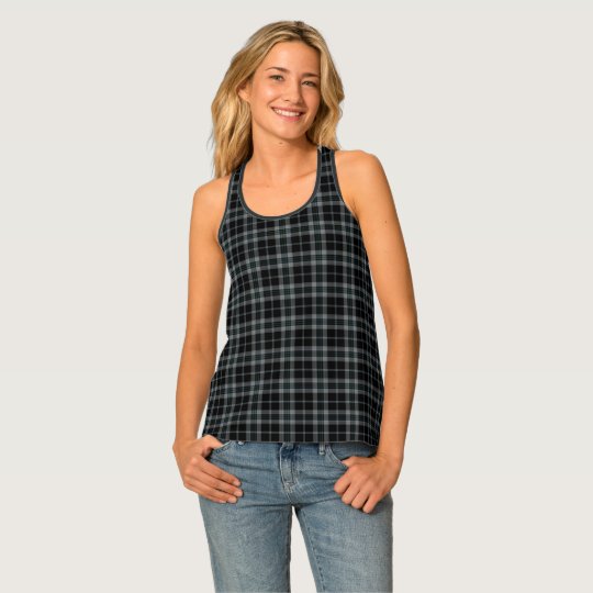 Black Grey Tartan Plaid Tank Top