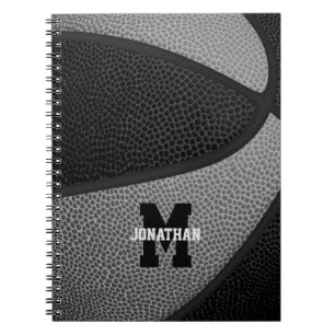 black grey team colours girls boys basketball notebook