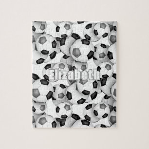 black grey team colours girls boys soccer jigsaw puzzle
