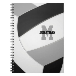black grey team colours girls boys volleyball notebook