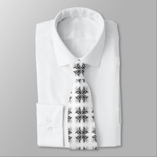 Black Grey Translucent Textured Feather Pattern Tie
