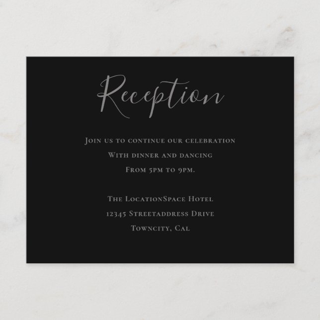 Black Grey Typography Reception Information Enclosure Card (Front)