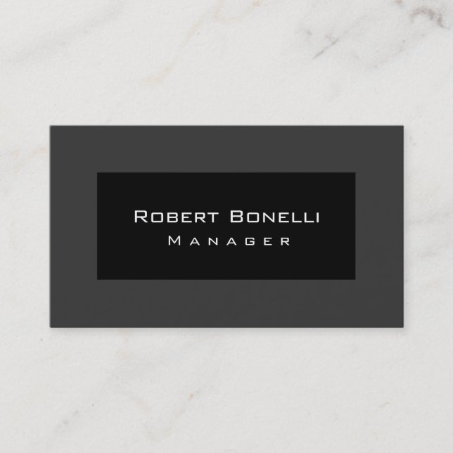 Black Grey Unique Plain Business Card (Front)