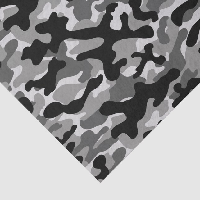 Black Grey Urban Camouflage  Tissue Paper (Detail)