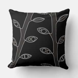 Black Grey VINES Retro DESIGN Throw Pillow