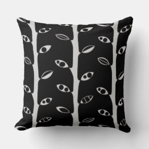 Black Grey VINES Retro DESIGN Throw Pillow