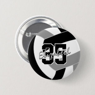 black grey volleyball team colours 6 cm round badge