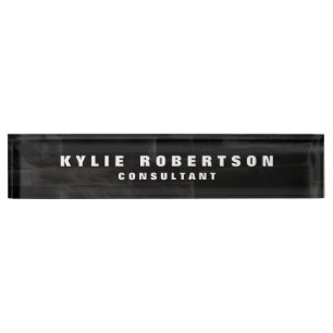 Black Grey Wall Professional Trendy Modern Nameplate