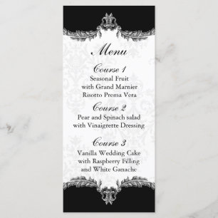black grey wedding menu