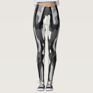 Black Grey White Abstract Pattern Leggings