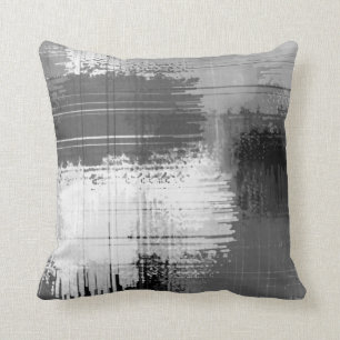 Black Grey White Abstract Throw Pillow