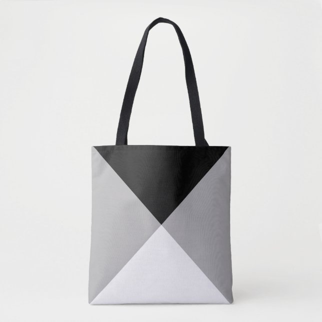 Black, Grey & White Abstract Triangle Tote Bag (Front)