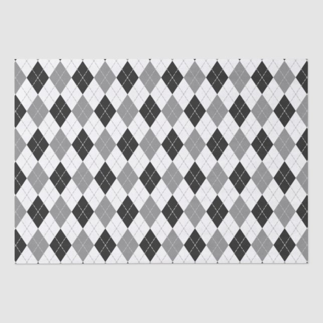 black grey white argyle plaid tissue paper (Front)