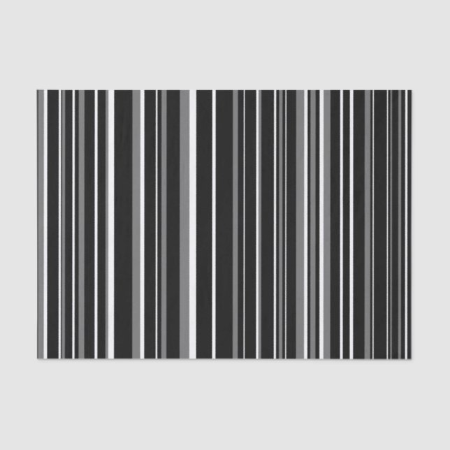 Black, Grey, White Barcode Stripe Tissue Paper (Front)