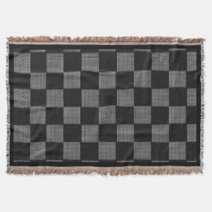 Black Grey White Buffalo Check Style Chain Mail Throw Blanket